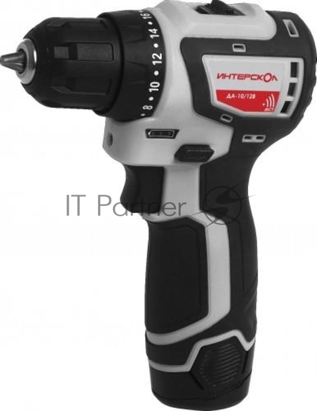 Бесщеточная аккумуляторная дрель-шуруповерт ИНТЕРСКОЛ ДА-10/12В МиниМАКС (Li-ion, кейс, 2 аккум., 2Ач) Подарочная серия