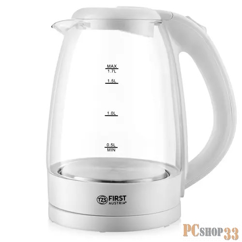 Чайник FIRST FA-5404-1-WI Мощность 2200 Вт.Максимальный объем 1.7 л • Корпус из термостойкого стекла.