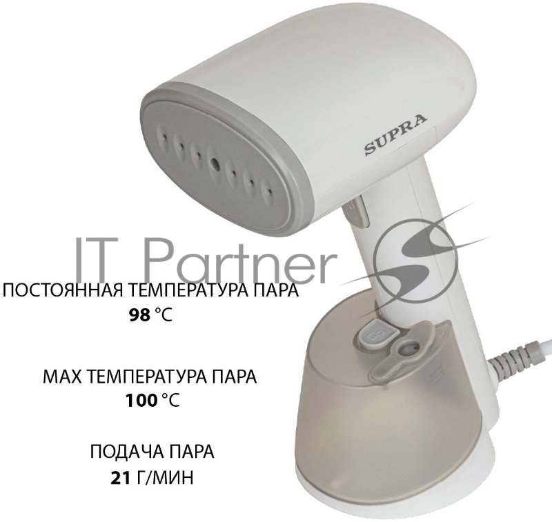 Отпариватель SUPRA SBS-150 (Мощность: 1200 ВтПроизводительность пара: 21±4 г/минПостоянная температура пара: 98°СМаксимальная температура пара: до 100°ССъемный резервуар для воды объемом: 230 мл)