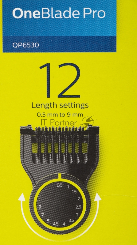 Триммер Philips OneBlade QP6530/16 черный/салатовый 5.4Вт (насадок в компл:2шт)