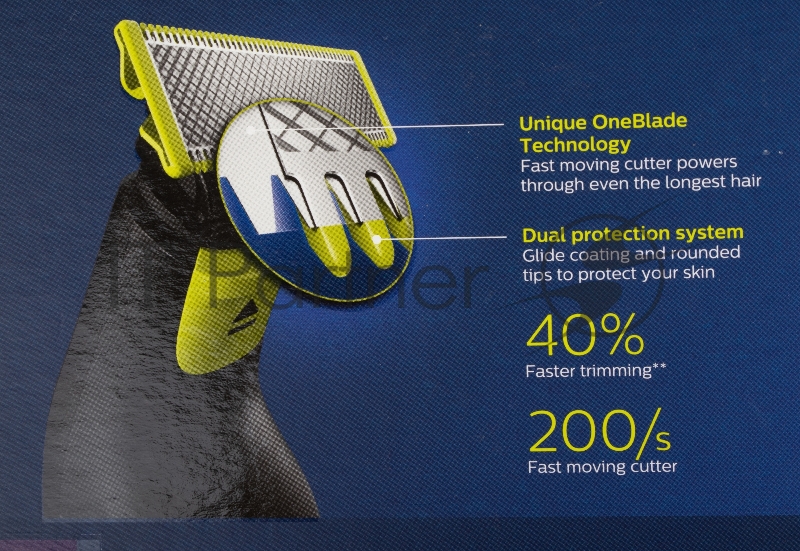 Триммер Philips OneBlade QP6530/16 черный/салатовый 5.4Вт (насадок в компл:2шт)