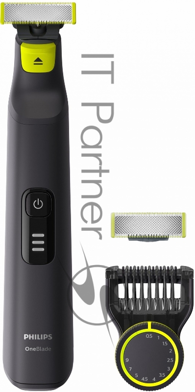 Триммер Philips OneBlade QP6530/16 черный/салатовый 5.4Вт (насадок в компл:2шт)