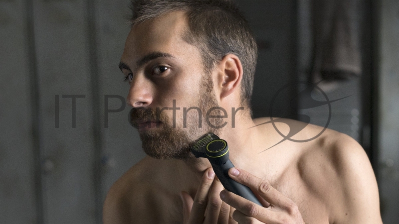 Триммер Philips OneBlade QP6530/16 черный/салатовый 5.4Вт (насадок в компл:2шт)