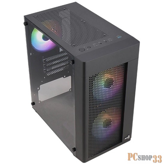Корпус MiniTower AeroCool HEXFORM-G-BK-v2 (mATX, стекло, сетка, USB3.0x1, USB2.0x2, 3x120mm FRGB fans) (4711099471799)