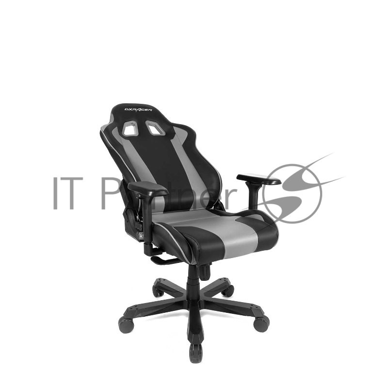 Игровое кресло DXRacer King чёрно-серое (OH/KS99/NG, экокожа, регулируемый угол наклона)