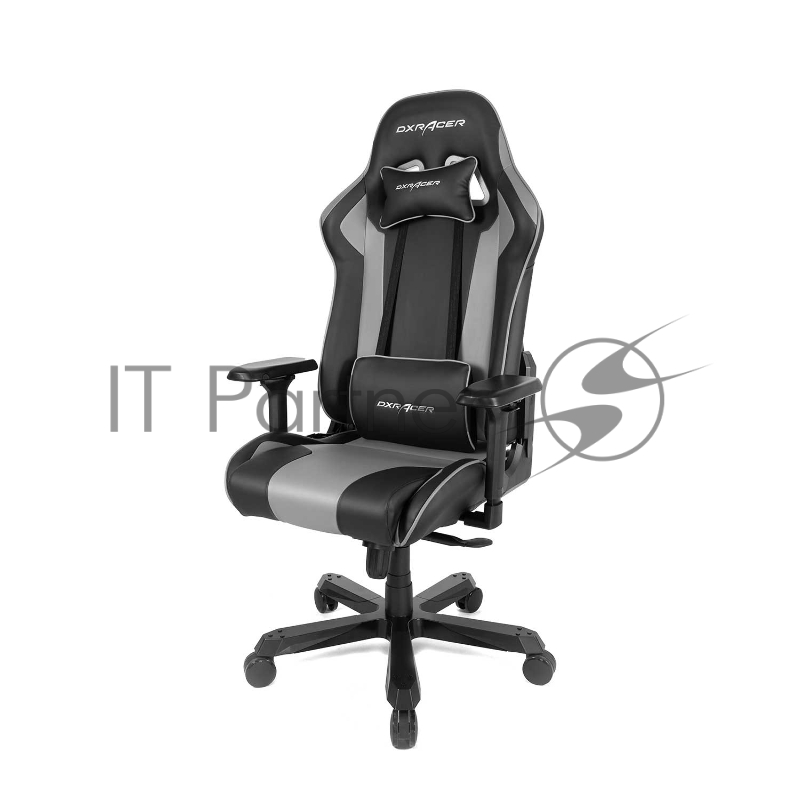 Игровое кресло DXRacer King чёрно-серое (OH/KS99/NG, экокожа, регулируемый угол наклона)