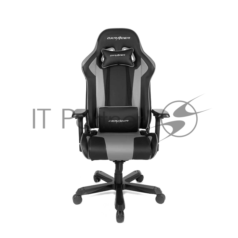 Игровое кресло DXRacer King чёрно-серое (OH/KS99/NG, экокожа, регулируемый угол наклона)