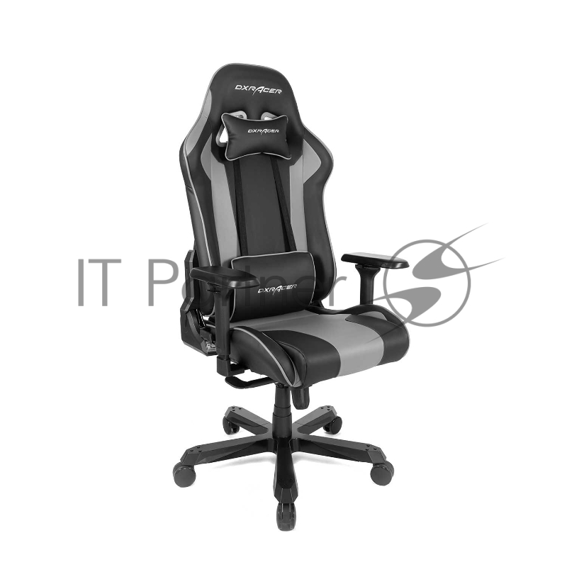 Игровое кресло DXRacer King чёрно-серое (OH/KS99/NG, экокожа, регулируемый угол наклона)