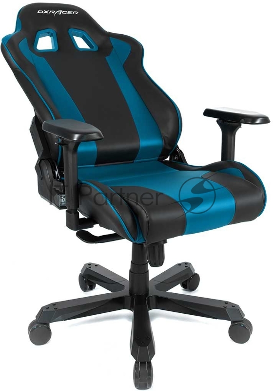 Игровое кресло DXRacer King чёрно-синее (OH/KS99/NB, экокожа, регулируемый угол наклона)