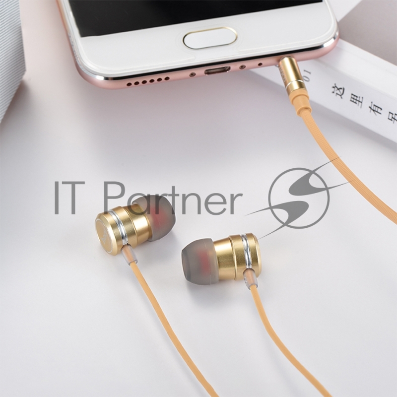 Проводные наушники-вставки с микрофоном Hoco M16 золотой