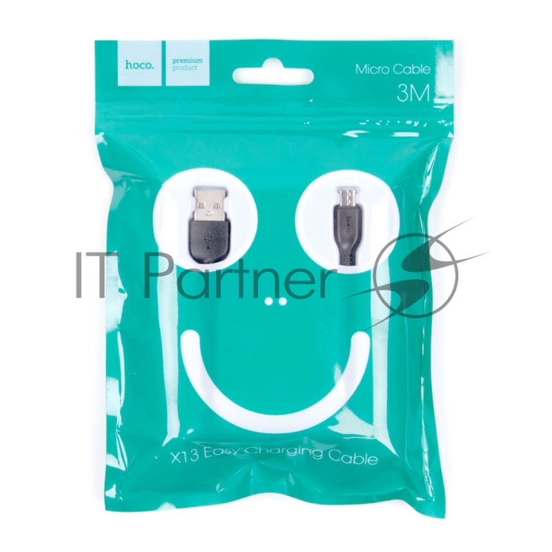 Кабель USB 2.0 hoco X13, AM/microBM, черный, 1м