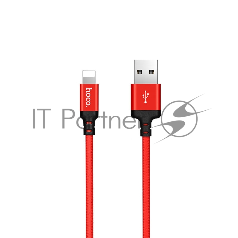 Кабель USB 2.0 hoco X14, AM/Lightning M, черно-красный, 1м