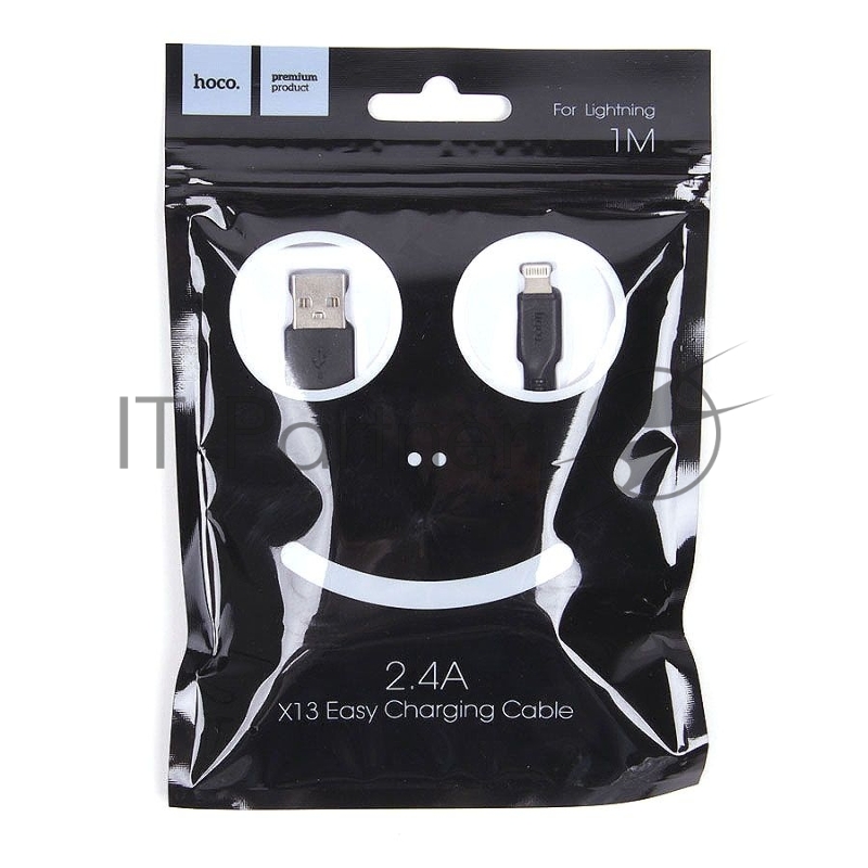 Кабель USB 2.0 hoco X13, AM/Lightning M, черный, 1м