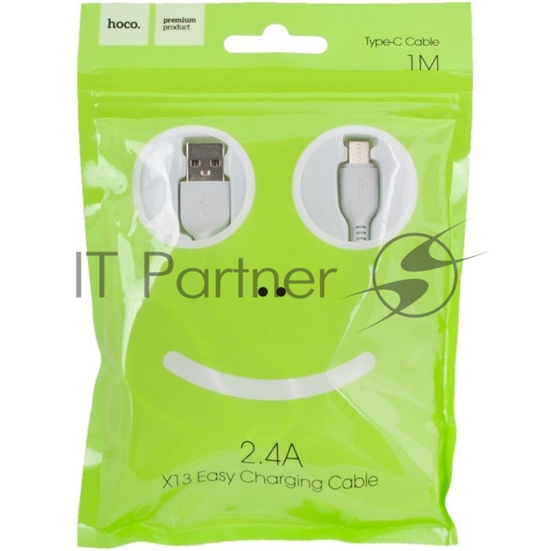 Кабель USB 2.0 hoco X13, AM/Type-C M, белый, 1м