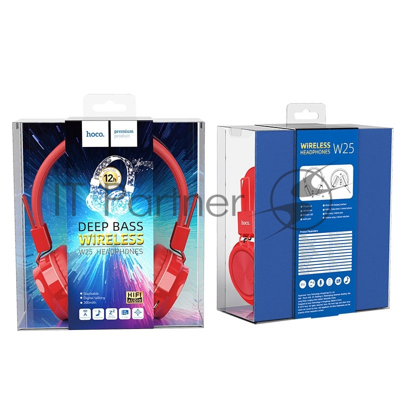Полноразмерная гарнитура беспроводная HOCO W25, красный