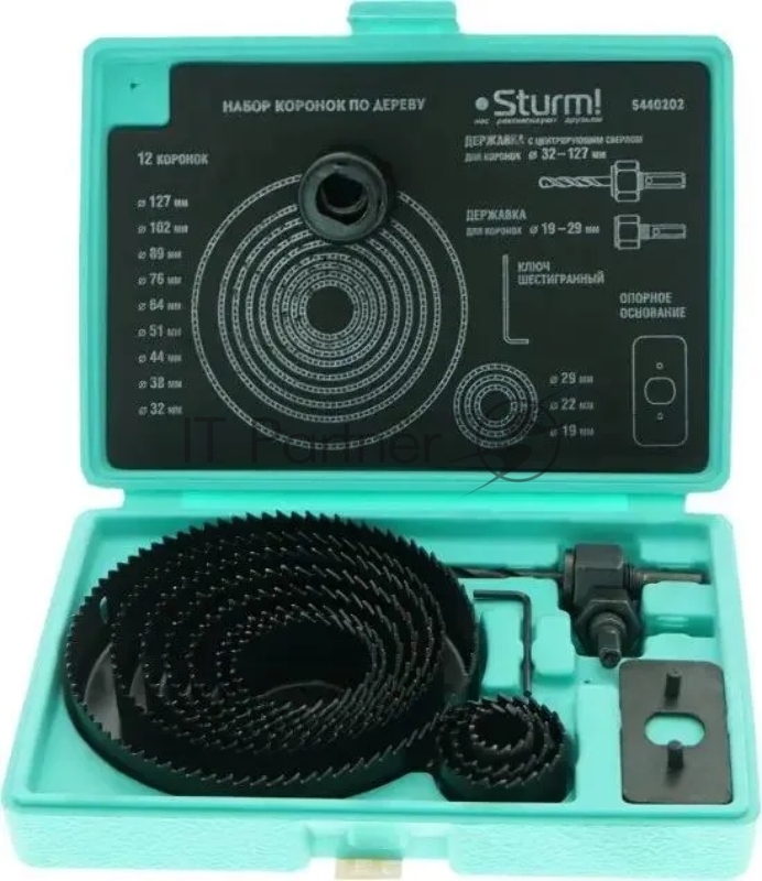 Коронки по дереву Sturm! 5440202 набор 15ед d=19/22/29/32/38/44/51/64/76/8 кейс