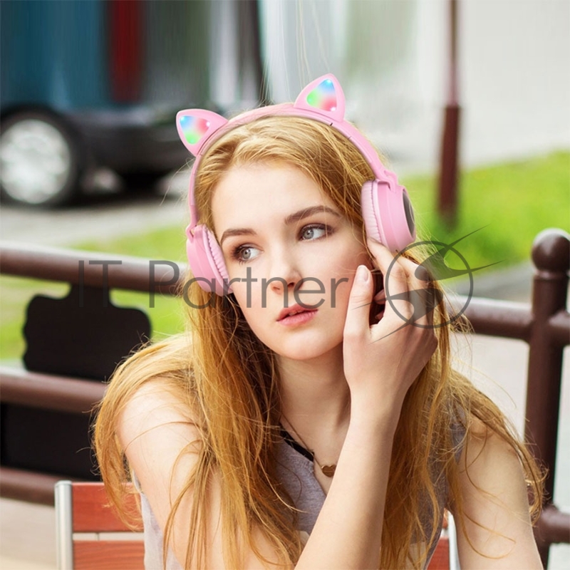 Полноразмерная гарнитура с кошачьими ушами беспроводная HOCO W27, розовый