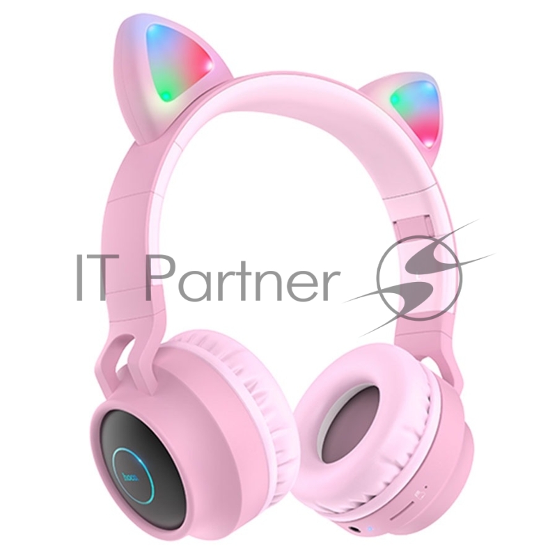 Полноразмерная гарнитура с кошачьими ушами беспроводная HOCO W27, розовый