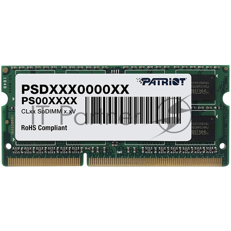 Модуль памяти SO-DIMM DDR 3 DIMM 4Gb PC10600, 1333Mhz, PATRIOT Signature (PSD34G1333L2S) (retail)