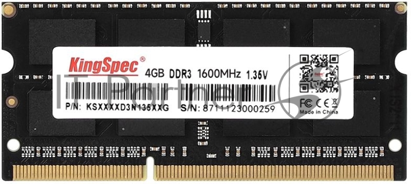 Память DDR3 4Gb 1600MHz Kingspec KS1600D3N13504G RTL PC3-12800 CL11 SO-DIMM 204-pin 1.35В
