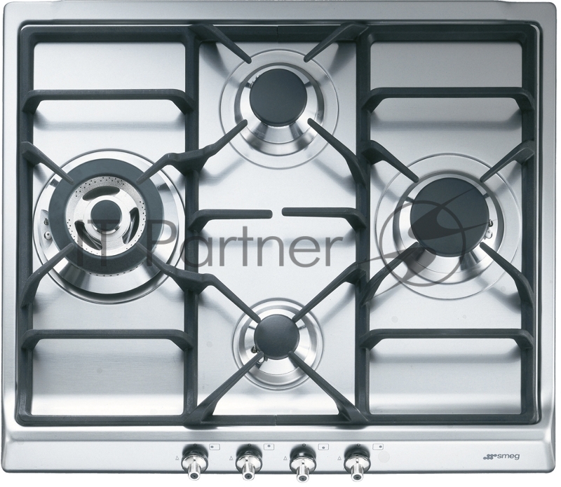 Встраиваемые газовые панели SMEG/ Газ, Classica,газовая варочная панель, 60 см,нержавеющая сталь/ фурнитура серебро