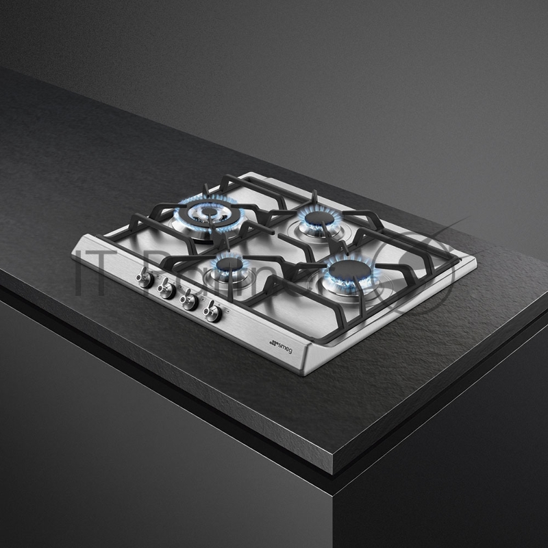 Встраиваемые газовые панели SMEG/ Газ, Classica,газовая варочная панель, 60 см,нержавеющая сталь/ фурнитура серебро