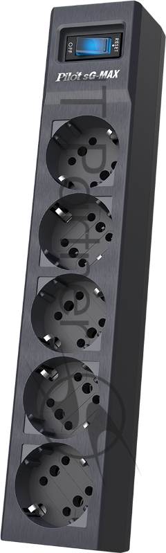 Сетевой фильтр Pilot sG-Max 5 outlets (GP), 15А/3.3 kVt, automatic circuit-breaker, 7 m, gfaphite