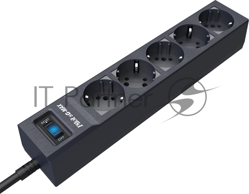 Сетевой фильтр Pilot sG-Max 5 outlets (GP), 15А/3.3 kVt, automatic circuit-breaker, 5 m, gfaphite