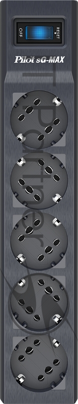 Сетевой фильтр Pilot sG-Max 5 outlets (GP), 15А/3.3 kVt, automatic circuit-breaker, 5 m, gfaphite