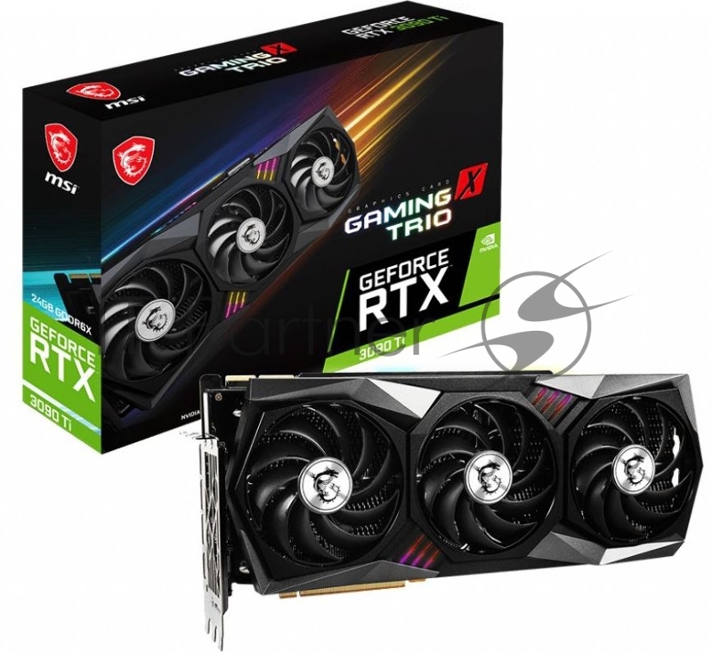 Видеокарта MSI PCI-E 4.0 RTX 3090 Ti GAMING X TRIO 24G NVIDIA GeForce RTX 3090TI 24576Mb 384 GDDR6X 1920/21000 HDMIx1 DPx3 HDCP Ret