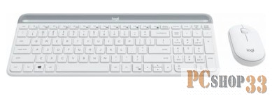 Клавиатура + мышь Logitech Combo MK470 клав:белый/серый мышь:белый USB беспроводная slim