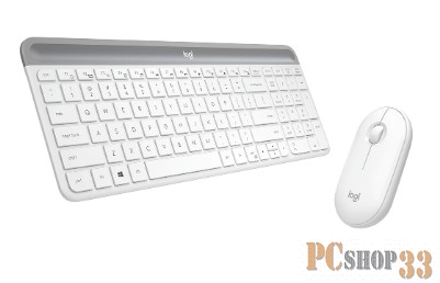 Клавиатура + мышь Logitech Combo MK470 клав:белый/серый мышь:белый USB беспроводная slim