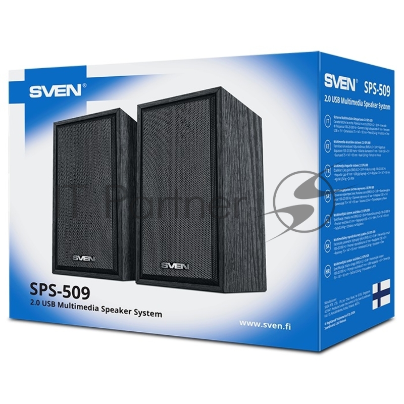 Колонки 2.0 (2x3W, USB+БП) дерево, black SVEN SPS-509