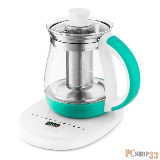 Чайник электрический Kitfort КТ-6130-3 белый/бирюзовый