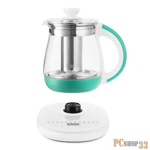 Чайник электрический Kitfort КТ-6130-3 белый/бирюзовый