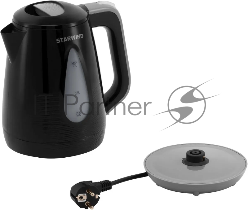 Чайник электрический Starwind SKP2316 1.7л. 2200Вт черный/серый (корпус: пластик)