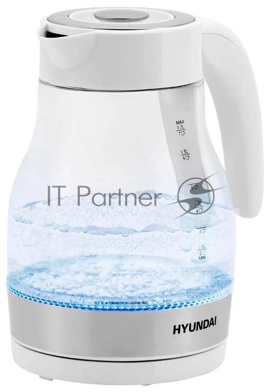 Чайник электрический Hyundai HYK-G3802 1.7л. 2200Вт белый/серебристый (корпус: стекло)
