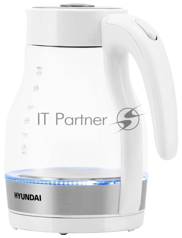 Чайник электрический Hyundai HYK-G3802 1.7л. 2200Вт белый/серебристый (корпус: стекло)