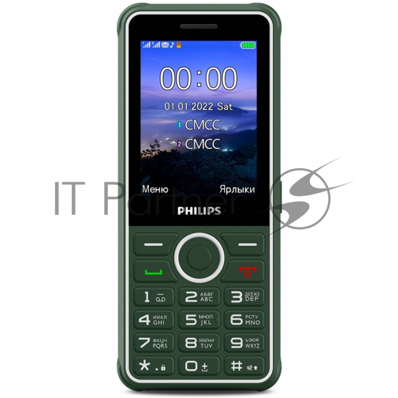 Мобильный телефон Philips E2301 Xenium зеленый моноблок 2Sim 2.8 240x320 0.3Mpix GSM900/1800 FM microSD