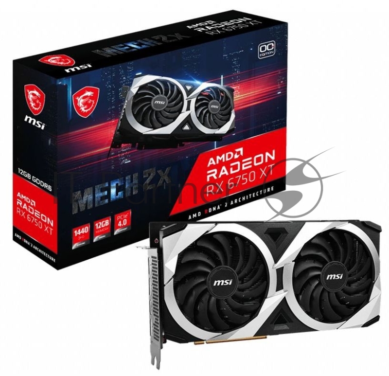 Видеокарта MSI PCI-E 4.0 RX 6750 XT MECH 2X 12G OC AMD Radeon RX 6750XT 12288Mb 192 GDDR6 2424/16000 HDMIx1 DPx3 HDCP Ret