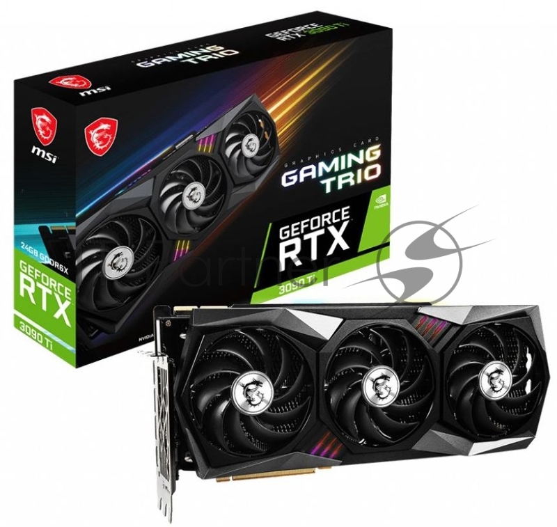 Видеокарта MSI PCI-E 4.0 RTX 3090 Ti GAMING TRIO 24G NVIDIA GeForce RTX 3090TI 24576Mb 384 GDDR6X 1815/19500 HDMIx1 DPx3 HDCP Ret