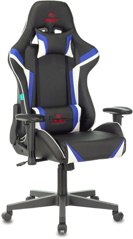 Кресло игровое Zombie Z4 черный/синий искусственная кожа крестовина