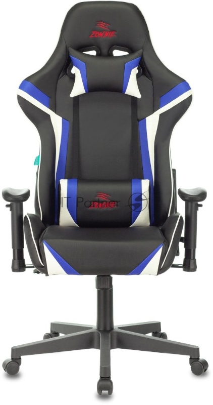 Кресло игровое Zombie Z4 черный/синий искусственная кожа крестовина
