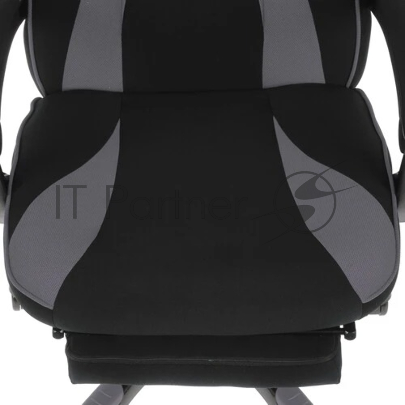 Игровое кресло Chairman game 35 чёрное/серое (ткань, пластик, газпатрон 4 кл, механизм качания, подставка для ног)