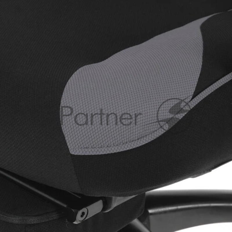 Игровое кресло Chairman game 35 чёрное/серое (ткань, пластик, газпатрон 4 кл, механизм качания, подставка для ног)