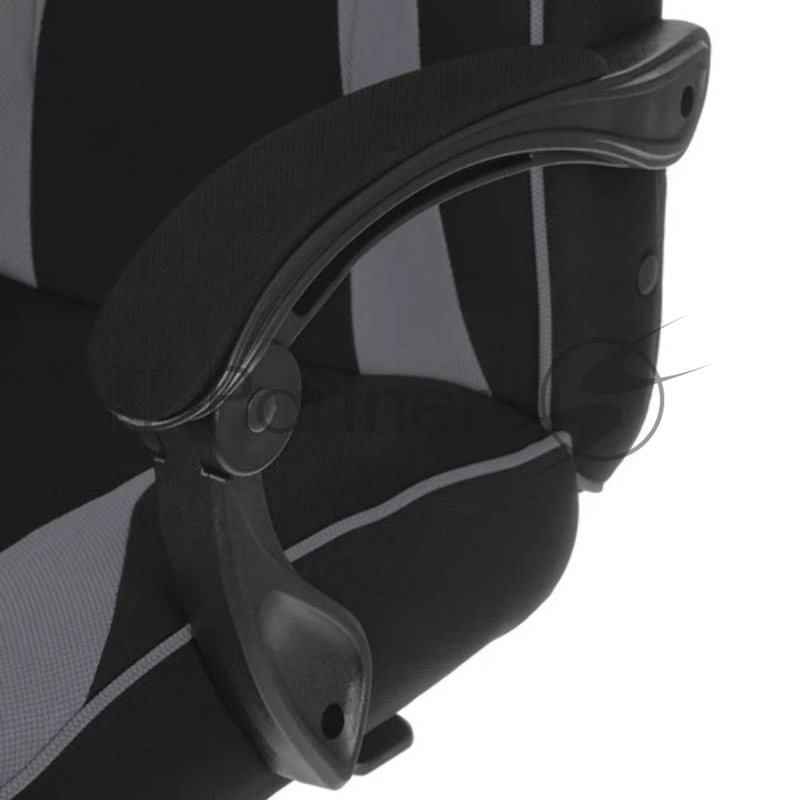 Игровое кресло Chairman game 35 чёрное/серое (ткань, пластик, газпатрон 4 кл, механизм качания, подставка для ног)