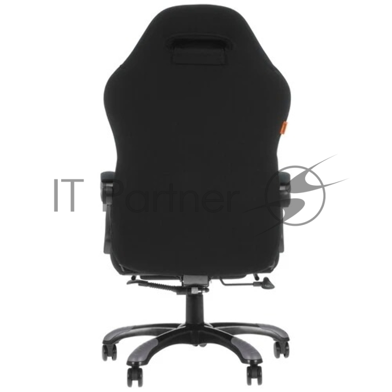 Игровое кресло Chairman game 35 чёрное/серое (ткань, пластик, газпатрон 4 кл, механизм качания, подставка для ног)