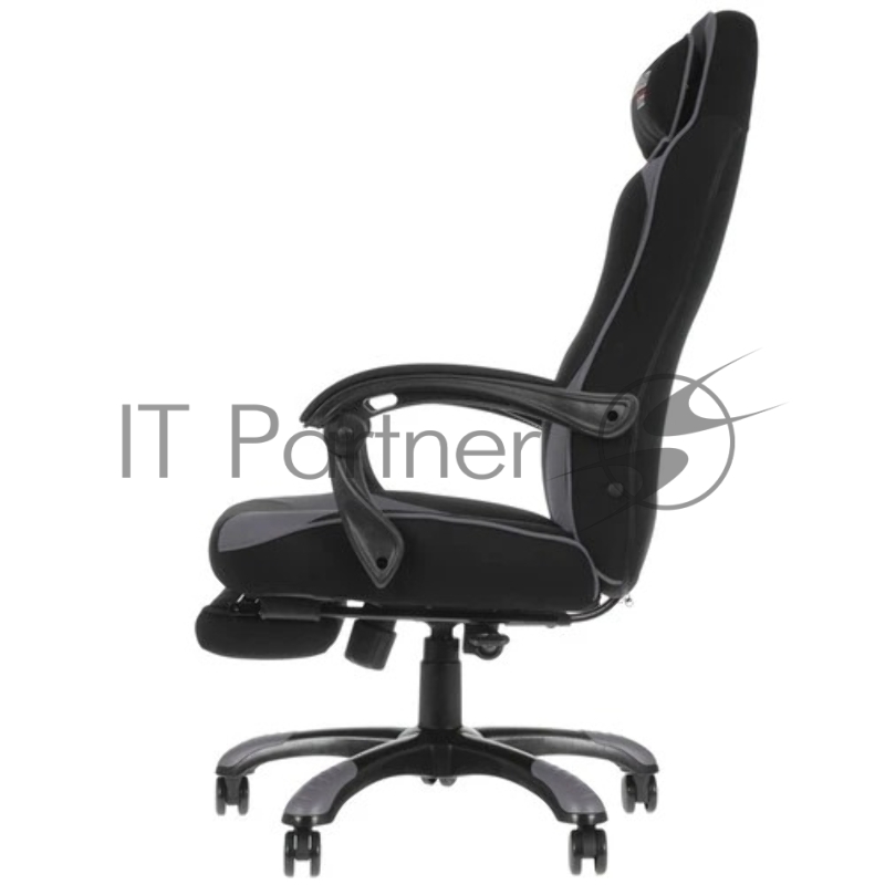 Игровое кресло Chairman game 35 чёрное/серое (ткань, пластик, газпатрон 4 кл, механизм качания, подставка для ног)