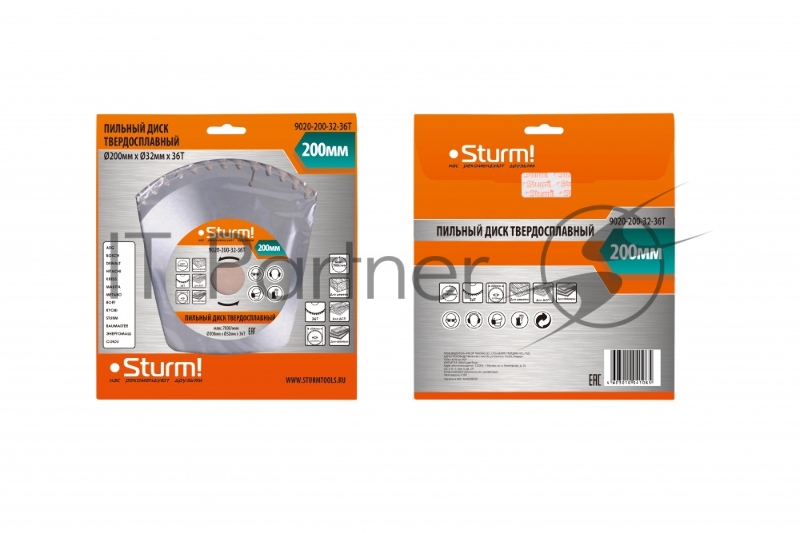 Диск Пильный Sturm! 9020-200-32-36T, размер 200x32x36 зубов С ПЕРЕХОД. КОЛЬЦОМ НА 30мм