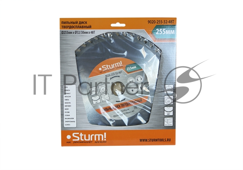 Диск Пильный Sturm! 9020-255-32-48T, размер 255x32x48 зубьев С ПЕРЕХОД. КОЛЬЦОМ НА 30 мм